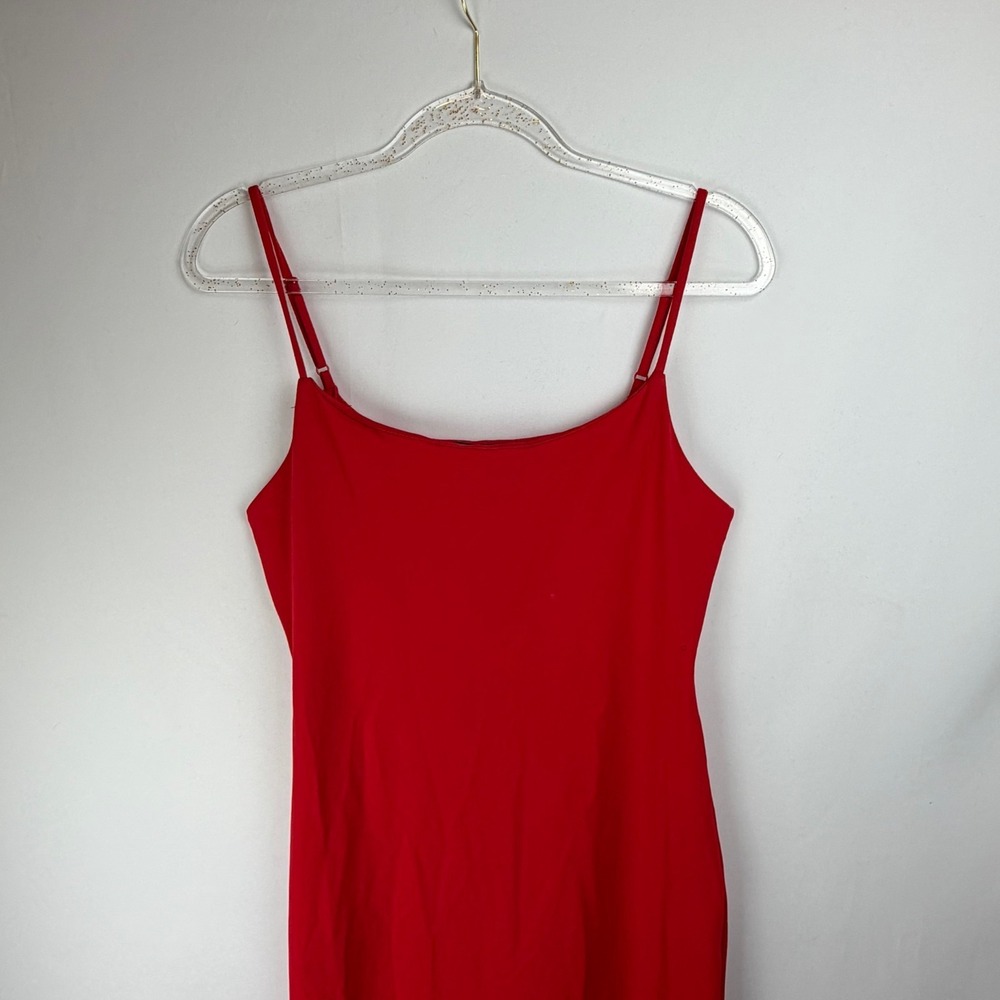Sultry Red Bodycon Midi Dress Y2K Sexy Sleek Minimalist Chic Night Out Party - Picture 3 of 9
